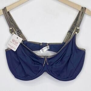 PrimaDonna Swim Riviera Bikini Top Size 36G Blue Moon & Gold Underwire Full Bust